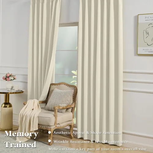 Miniatura 5 de Simplebrand Cortinas naturales extra largas para oscurecer la habitación del patio, 120 pulgadas de largo, 2 paneles para sala de estar, privacidad