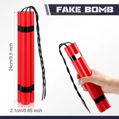 Miniatura 2 de Sratte 6 palos de dinamita falsos, accesorio de dinamita, palo TNT rojo, armas de juguete falsas realistas de plástico simulado, juguete de bomba