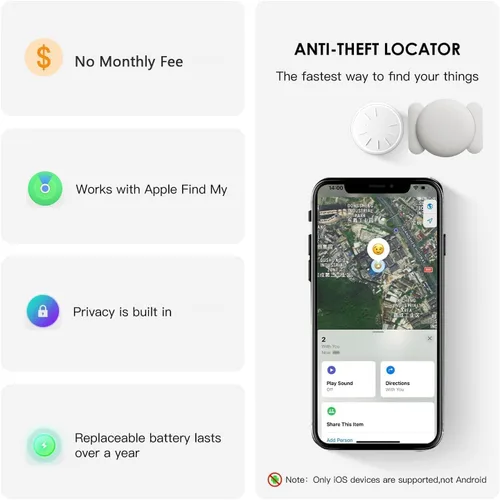 Miniatura 2 de Hongtop Mini GPS Tracker for Cars,Car Tracker with Magnetic Case,No Monthly Fee Real Time Car GPS Tracker Work with Apple Find My(iOS Only)