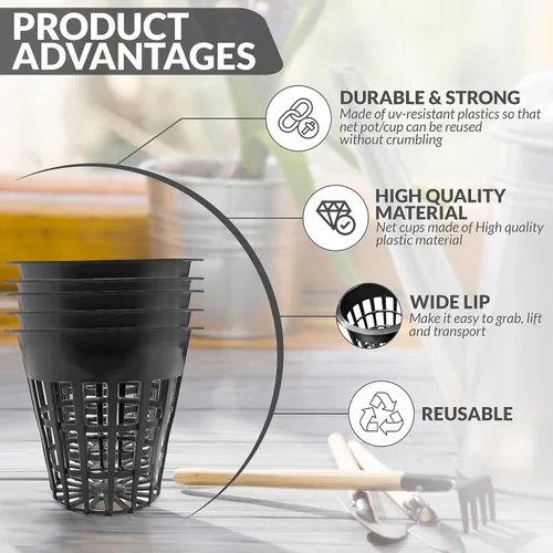 Miniatura 3 de KP Kool Products 2 pulgadas – Combo 25 – Macetas de red para plantas de interior y exterior – Pequeñas macetas de plástico para hidroponía – Cesta