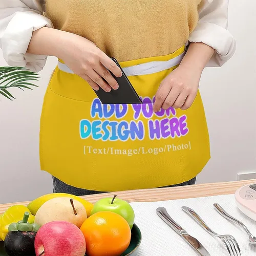 Miniatura 110 de AXKEUDO Delantal personalizado con bolsillos, delantales de cintura para camarera para cocinar en casa, restaurante, servir trabajo