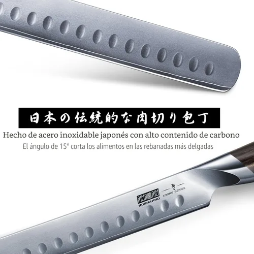 Miniatura 2 de HOSHANHO - Cuchillo de tallar de 12 pulgadas, cuchillo de corte de acero japonés de alto carbono con mango ergonómico de madera de Pakka, cuchillos