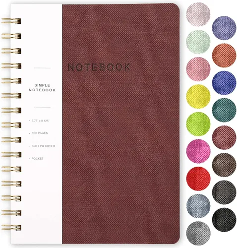 Miniatura 45 de Cuaderno de espiral – Cuaderno grande de tapa dura de 8.5 x 10.98 pulgadas con banda elástica y bolsillo, 180 páginas, diario plano de alambre