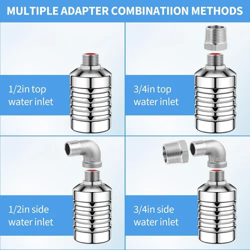 Miniatura 6 de Válvula de flotador de agua para tanque de agua, sistema de control automático de nivel de agua Aquapulse, válvula de flotador de acero inoxidable
