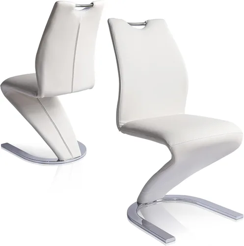 Miniatura 12 de ZckyCine Silla de comedor de piel sintética, silla de sala de estar, moderna silla auxiliar sin brazos de cocina con patas de metal