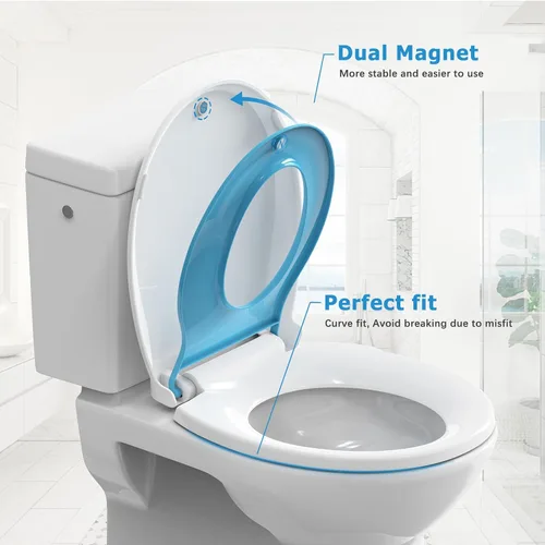 Miniatura 6 de Asiento de inodoro, Asiento de inodoro redondo con asiento para niños pequeños incorporado, Asiento de inodoro para entrenamiento de orinal redondo