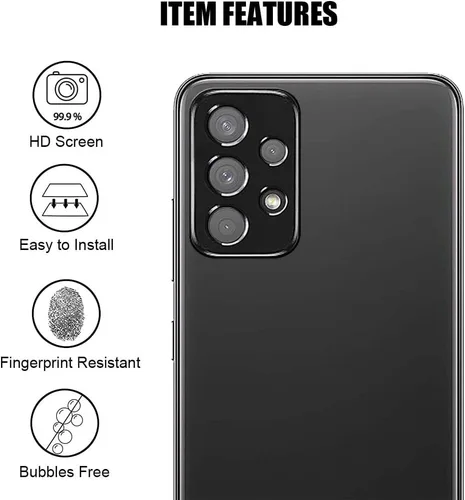 Miniatura 5 de (3+3) Protector de pantalla de vidrio templado con protector de lente de cámara, antiarañazos, transparente HD (3+3) para Samsung Galaxy A23 5G / 4G