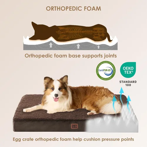 Miniatura 2 de EHEYCIGA Camas ortopédicas XL para perros extra grandes con funda extraíble lavable, marrón, 44 x 32 pulgadas