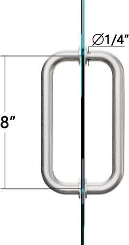 Miniatura 7 de SUNNY SHOWER Tirador tubular de puerta de ducha de vidrio espalda con espalda de 8 pulgadas para puerta corrediza de vidrio sin marco, acero