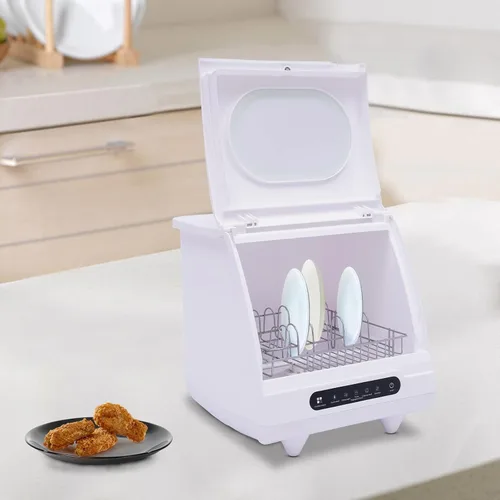 Miniatura 8 de Lavavajillas portátil para encimera, mini lavavajillas de 1.2 KW con 5 programas de lavado y cesta, rociador doble de 360°, capacidad para 2-6