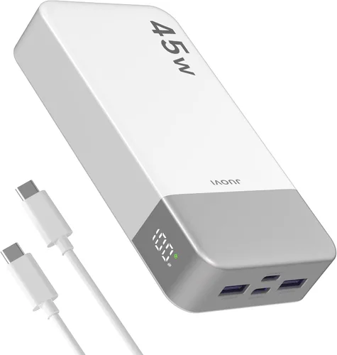 Miniatura 10 de JUOVI J2621 Banco de Energía Cargador Portátil 20000mAh 45W, Paquete de Batería de Carga Rápida PD3.0 QC 4.0 con Pantalla LED, 2 USB-C, 2 USB-A