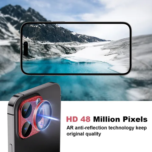 Miniatura 2 de Protector de lente de cámara para iPhone 15 Pro/iPhone 15 Pro Max, [protección contra caídas y cobertura completa] Protector de pantalla de vidrio