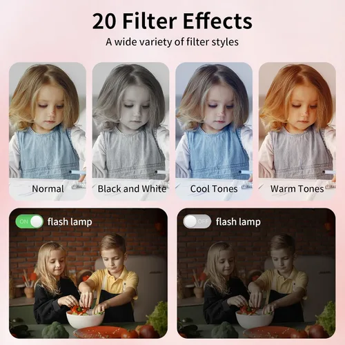 Miniatura 6 de WellTone - Cámara digital para niños, video 4K de 64 MP, cámaras fotográficas compactas de zoom de 18X, mini cámara de enfoque automático, pantalla