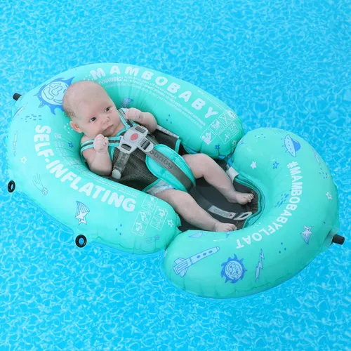 Miniatura 5 de Mambobaby - Flotador infantil autoinflable con toldo para piscina, cama flotante plegable/comprimible para bebé, flotador de natación para niños