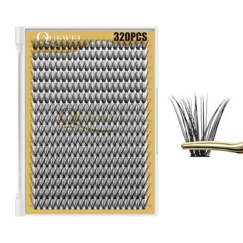 Miniatura 18 de QUEWEL 580 racimos de pestañas 30D+40D+50D+60D+80D+100D racimos de pestañas wispy de 10-18mm, pestañas individuales en racimo reutilizables