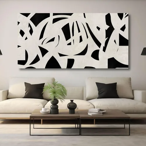 Miniatura 2 de Arte de pared geométrico de mediados de siglo, decoración moderna en blanco y negro, cuadros para paredes, lienzo fotográfico para sala de estar