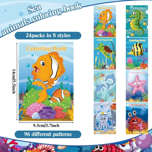 Miniatura 2 de Jutom 24 mini libros para colorear del océano a granel para niños y adultos bajo el mar, recuerdos de fiesta, manualidades, mini libro para colorear