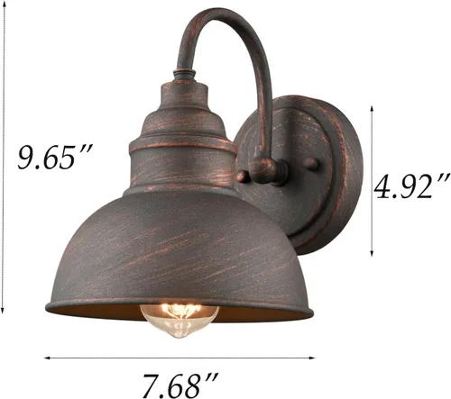Miniatura 8 de DIRYZON Juego de 2 apliques de pared rústicos con cuello de cisne para dormitorio, baño, cocina, porche, acabado de cobre antiguo