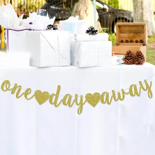 Miniatura 5 de Cartel de un día lejos, suministros de decoración de cena de ensayo, cartel de fiesta de boda, mañana lo hacemos, pre-encordado, fondo de fotos