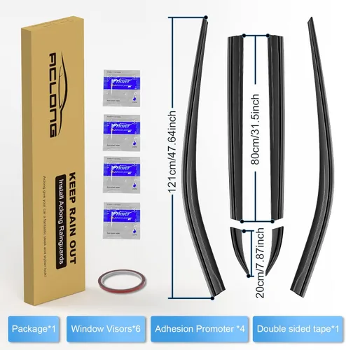 Miniatura 9 de Protectores de lluvia con cinta adhesiva para Toyota RAV4 2019 2020 2021 2022 2023 - Visera lateral de humo inastillable para ventana, deflectores