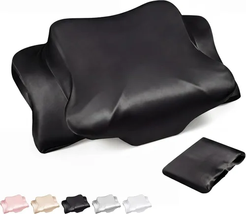 Hahafelt Funda de Almohada Cervical para el Cuello (Solo Funda de Almohada) Funda de Almohada de Satén con Cremallera Funda de Almohada de Contorno