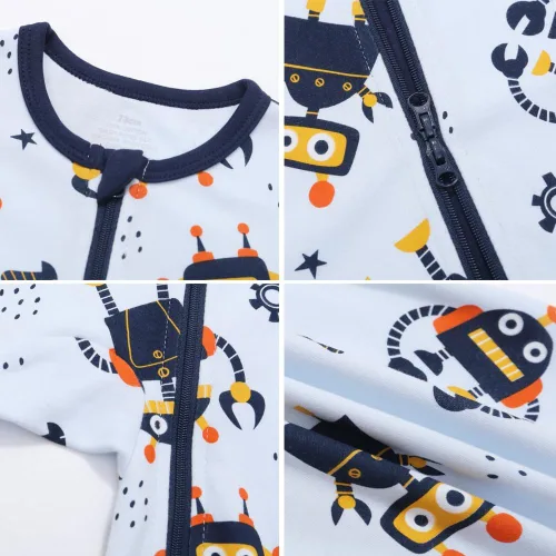 Miniatura 2 de Feidoog Conjunto de 2 mamelucos de dibujos animados para bebé, manga larga, cremallera de 2 vías, conjuntos de ropa de una pieza