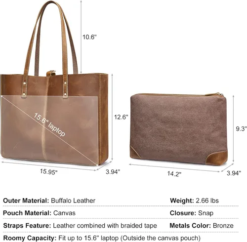 Miniatura 3 de S-ZONE Bolso de mano de cuero genuino para las mujeres bolso grande bolso de trabajo RFID bloqueo de cuero de la PU Crossbody teléfono bolso monedero