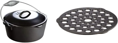 Miniatura 26 de Lodge Horno holandés de hierro fundido pre-sazonado de 5 cuartos de galón con tapa, mango de alambre para una fácil transferencia de la superficie