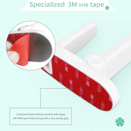 Miniatura 5 de Cerradura de palanca de puerta, blanco lechoso, paquete de 1 Sin perforación, material ABS, prueba de bebé, fuerte adhesivo 3M