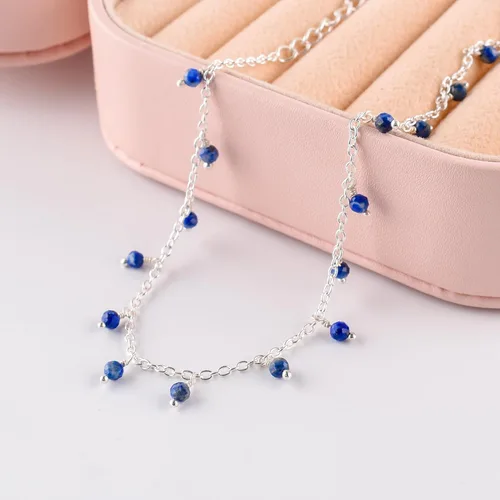 Miniatura 84 de Yanara Tobilleras de piedras preciosas para mujer, piedra natal natural, chapada en plata, joyería hecha a mano en 8.5 + 1.5 pulgadas, cristales
