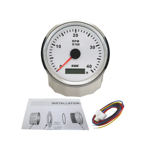 Miniatura 5 de KUS Tacómetro universal RPM medidor con medidor de horas 0-4000RPM 12V/24V con retroiluminación roja y amarilla 3.346 in
