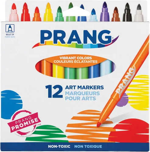 Prang Marcadores de arte clásico, punta de bala, colores surtidos, 12 unidades