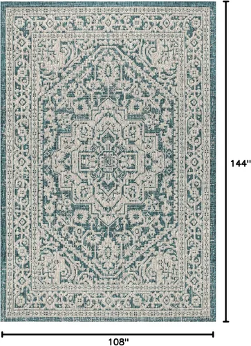 Miniatura 113 de Eyely BMS101D-28 - Alfombra de pasillo con textura de medallón de Santa Mónica Slesi, para interiores y exteriores, estilo costero, bohemio, Gris