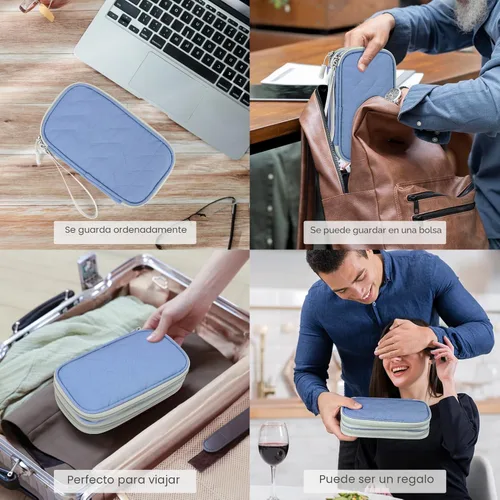 Miniatura 7 de FYY Organizador para accesorios electrónicos, para viajes, para cables, celular y cargadores, estuche portátil, impermeable, doble capa, bolsa