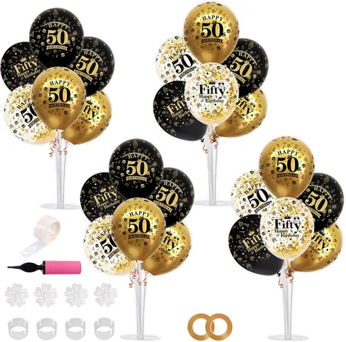 Miniatura 21 de TONIFUL Juego de 6 centros de mesa de globos de color azul marino y plateado para mesa, kit de arco de globos para decoraciones de graduación 2026