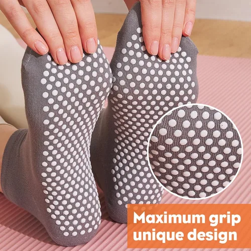 Miniatura 2 de 12 pares de calcetines de agarre de pilato para mujer, calcetines de yoga antideslizantes con agarres, calcetines de hospital, calcetines de tobillo