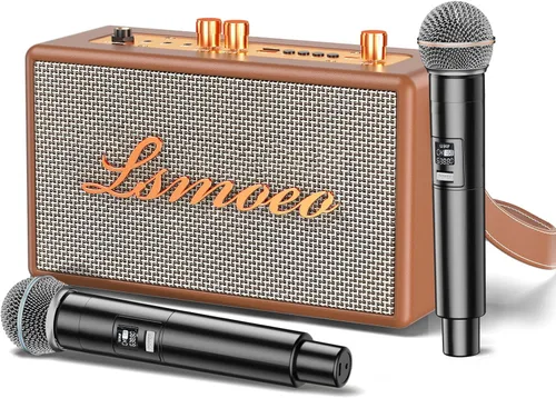Miniatura 12 de Máquina de karaoke para adultos, 2 micrófonos inalámbricos para altavoz de karaoke, micrófono portátil y soporte de altavoz, expansión de micrófono