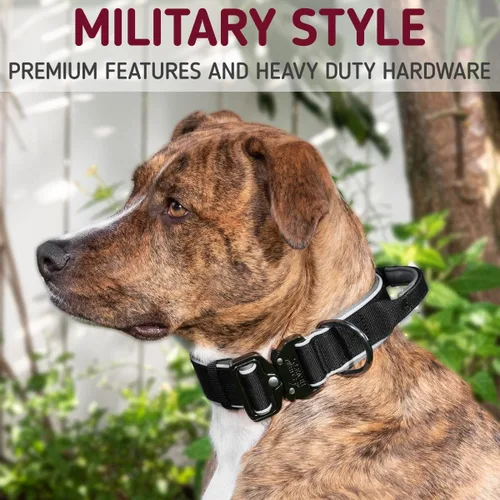 Miniatura 7 de Leash Boss Collar táctico para perro – Collar de perro con asa resistente ajustable militar K9 collar con hebilla de liberación rápida y asa