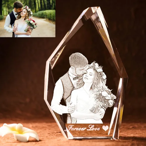 Miniatura 6 de Marco de fotos personalizado grabado en 3D grabado en el interior del cristal con imagen para Navidad, día de San Valentín, boda, día de la madre