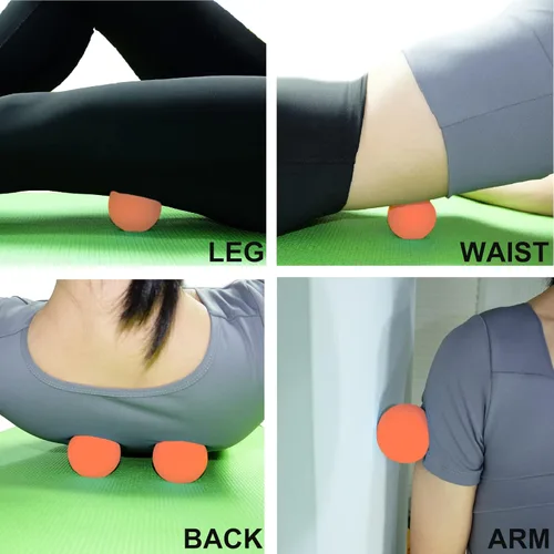 Miniatura 5 de Pelota de masaje pequeña y dura, paquete de 2. Bolas de lacrosse tamaño de bola para fascia, punto de gatillo, tejido profundo, liberación Naranja