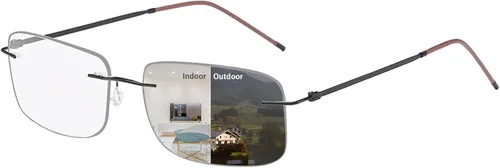 Gafas de lectura fotocrómicas bifocales sin montura para hombres lectores de computadora Gafas de sol de transición de luz anti-azul con lectores