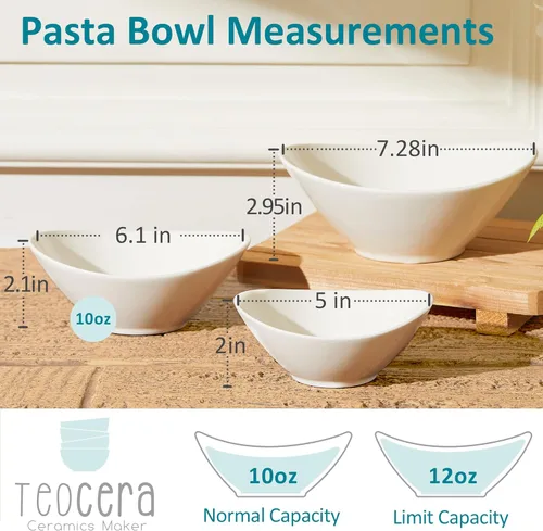 Miniatura 4 de Teocera - Juego de 6 cuencos de cerámica para el desayuno de 15,24 cm, 6 cuencos pequeños de 10 onzas para yogur, ensalada, sopa, postre, aptos