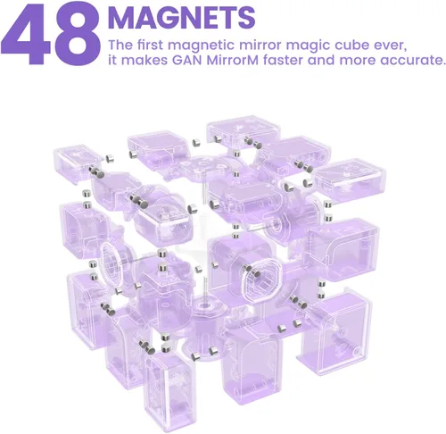 Miniatura 2 de GAN MirrorM con Recubrimiento UV, Cubo Espejo de Velocidad Magnético 3x3x3 con 48 Imanes Brillantes Relucientes, Juego de Rompecabezas, Juguetes