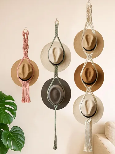 Miniatura 8 de Percheros para Sombreros Colgadores de Sombreros para Pared, Organizador de Sombreros Bohemio para Colgar en la Pared Exhibición de Sombreros