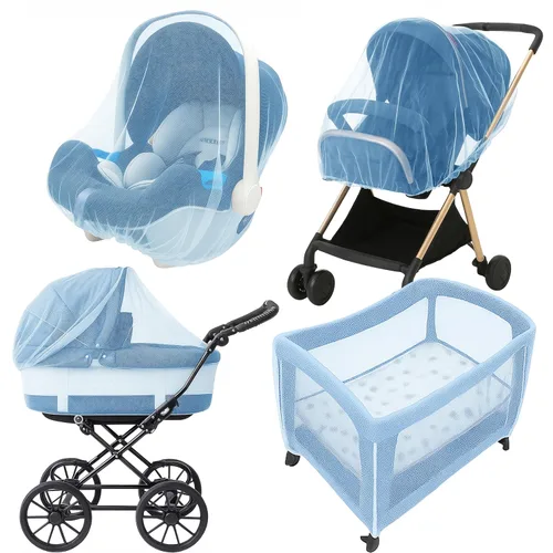 Enovoe Mosquitera para cochecito, moisés, cuna, cubierta de mosquitera azul para bebés, para corrales, Pack N Plays, Mini cuna
