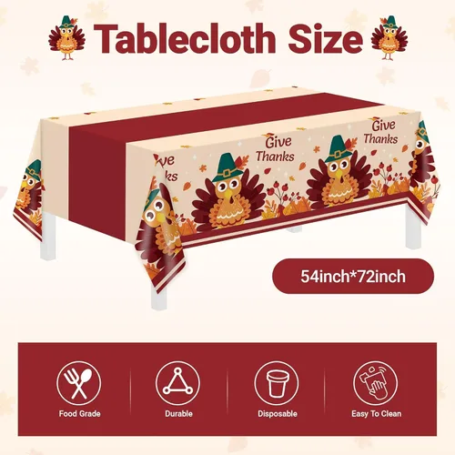 Miniatura 3 de Childom Suministros para fiesta de Acción de Gracias, juego de 102 piezas de fiesta temática de Acción de Gracias, juego de vajilla de decoración