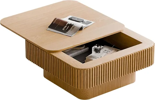 Miniatura 27 de LKTART Mesa de Centro con Tapa Elevable para Sala de Estar, Mesa de Centro Acanalada de Acento con Almacenamiento, Mesa de Té Central Rectangular