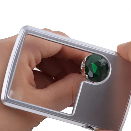 Miniatura 2 de Lupa de bolsillo 3X y 6X con luz LED, lupa deslizante, lupa de lectura de mano, lupa cuadrada para sellos de joyería, relojes, manualidades