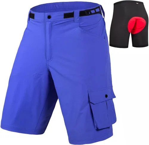 Pantalones cortos de ciclismo de montaña para hombre, con relleno, pantalones cortos holgados para ciclismo, ciclismo, ciclismo, ajuste holgado con