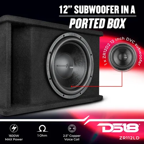 Miniatura 2 de DS18 ZR112LD - Caja de subwoofer individual de 12 pulgadas, el mejor paquete de subgraves en una caja portada de 1600 vatios